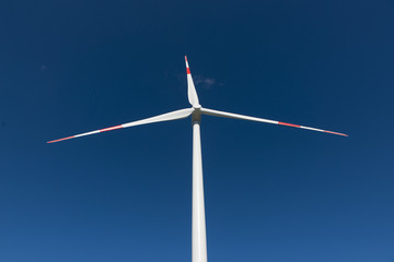 Wind turbines generating electricity with blue sky