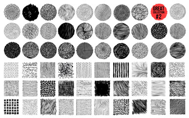 hand texture. set. the art collection of black design elements_circles, brush, wavy lines, abstract 