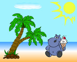 Fototapeta Pokój dzieciecy - Hippopotamus on the beach