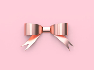 metallic bow pink background christmas holiday concept 3d rendering