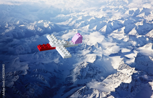 Plastic Building Blocks With Aeroplane Shadow Top Angle
