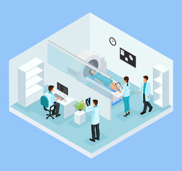 Sticker - Isometric MRI Diagnostic Process Concept