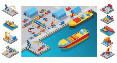 Poster - Isometric Sea Port Template