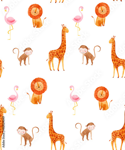 Cuadros en Lienzo Watercolor baby vector pattern