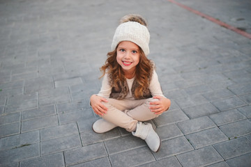 cute little girl with knitted hat