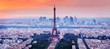 Paris, France. Charming sunset city skyline.