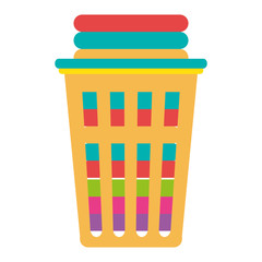 Wall Mural - laundry basket with pile of folded clothes vector illustration design