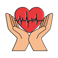 Wall Mural - hands with heart cardio vector illustration design