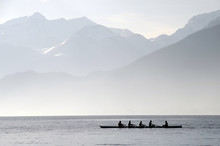 Rowers On Row Boat, Annecy Lake, France