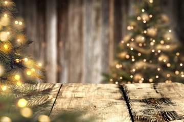 Wall Mural - christmas time and desk of free space for your decoration.