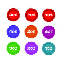 Wall Mural - set of circle colorful discount label stickers ten to ninety percent price off for big sale