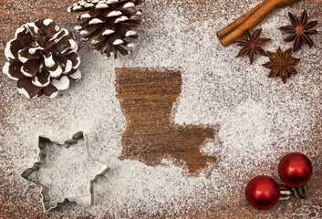 Wall Mural - Festive motif of flour in the shape of Louisiana (series)