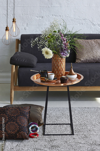 Dark Living Room Style With Sofa And Middle Table Concrete Wall Dark Living Room Style With Sofa And Middle Table Concrete Wall Decoration
