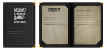 Restaurant Menu Notebook In Black Leather Binding