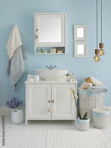 Plakat niebieski styl łazienki