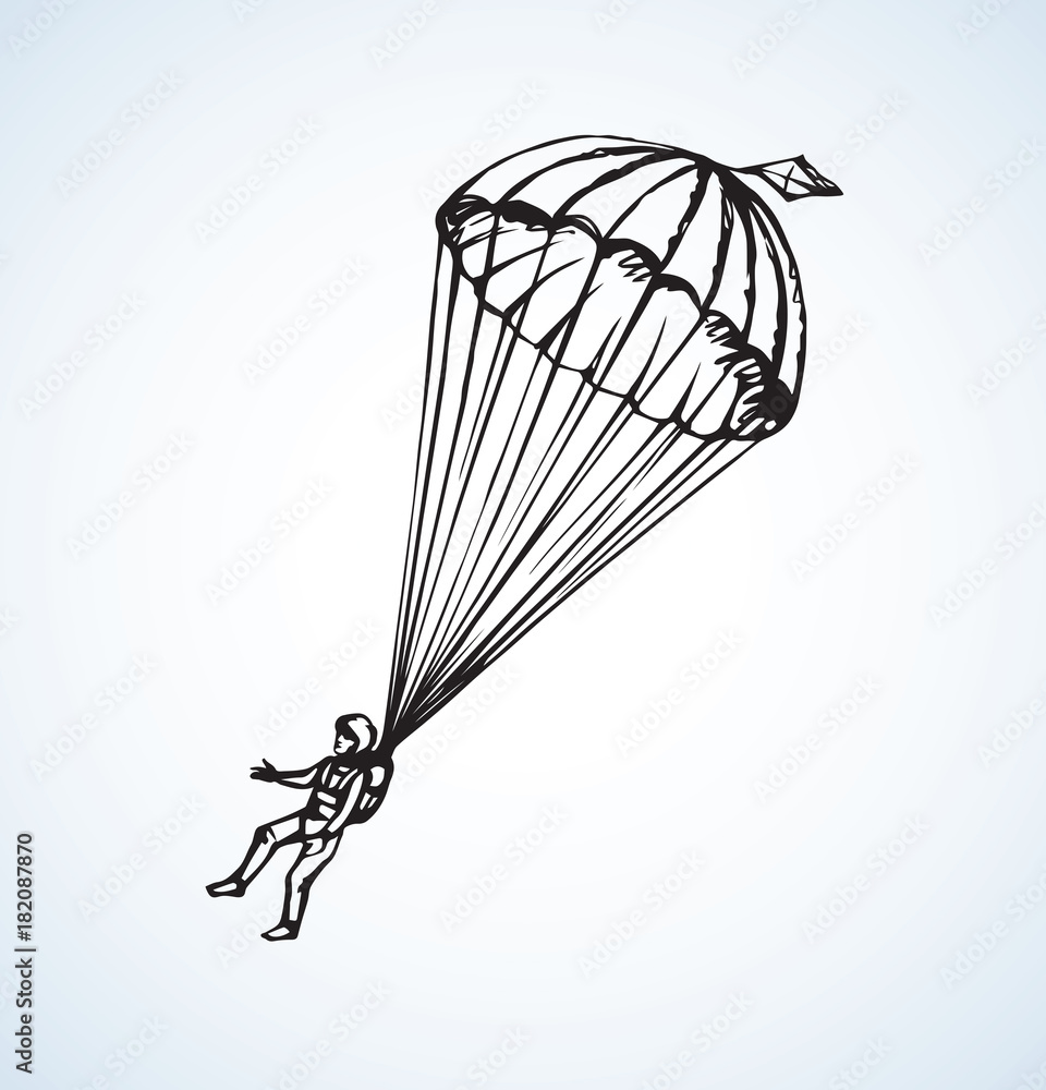 Parachute Rigging Drawing Parachutist. Vector drawing Stock Vector | Adobe Stock