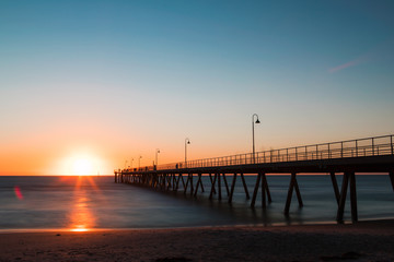 Wall Mural - Sunset view with clear sky at Glenelg jetty, Adelaide, Australia