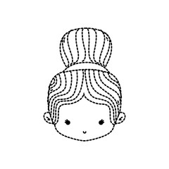 dotted shape girl head with two bus hair design