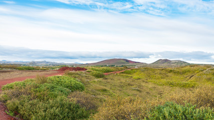 Canvas Print - landscape with red volcanic soil in Iceland