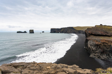 Sticker - view of Kirkjufjara beach in Iceland