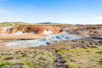 Poster - view of geothermal Krysuvik area with mud pools