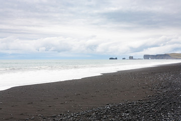 Sticker - Reynisfjara Beach and view of Dyrholaey rocks