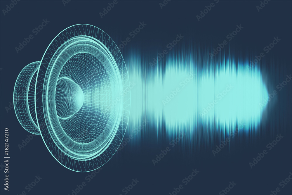 Sound waves oscillating glow light, Abstract technology background. You can use in club, radio, pub, party, concerts, recitals or the audio technology advertising background. - obrazy, fototapety, plakaty 
