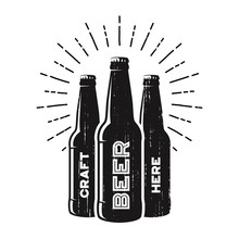 Textured Craft Beer Pub, Brewery, Bar Logo Design.
