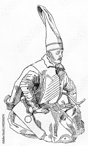 Mehemed The Conqueror 1432 1481 Ottoman Sultan Posing On His Knees Wearing His Traditional Uniform Old Engraved Portrait By Bellini Published On Magasin Pittoresque Paris 1834 Buy This Stock Illustration