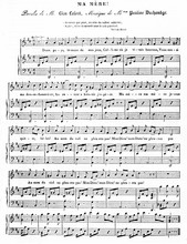 Ancient Reproduction Of Sheet Music  Ma MA Re. Old Illustration By Laon Lafont And Pauline Duchambge. Published On Magasin Pittoresque Paris 1834