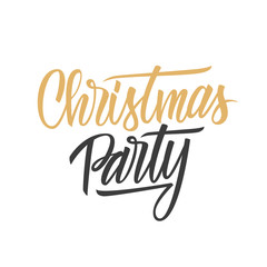 Christmas Party hand lettering text design card template. Creative typography for holiday greetings and invitations. Vector illustration.