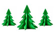 © component - Set of origami Christmas tree paper isolated on white background. For decoration, Merry Christmas postcard vintage with red and green paper. Happy New Year. Front view. Close up.