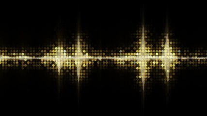 Sticker - Yellow audio waveform equalizer. Computer generated seamless loop abstract festive background 4k (4096x2304)
