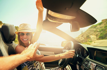 Female driver looking at