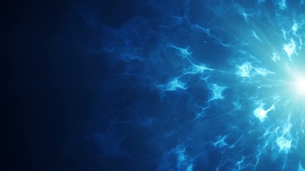 Wall Mural - blue fractal clouds on edge. abstract sci-fi futuristic concept. computer generated seamless loop mo