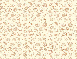 Seamless vector bakery & pastry pattern