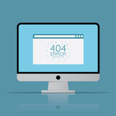 404 error page in browser screen icon computer with flat style concept vector illustration