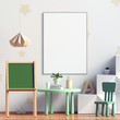 Pastel child's room. playroom. modern style. 3d illustration. Poster mock up