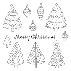 Wall Mural - Elements of Christmas trees and Christmas decorations.