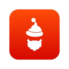 Sticker - Santa Claus hat and beard icon digital red