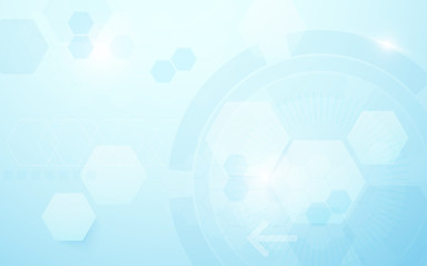 Leinwandbilder - Abstract hexagons and circle digital technology concept background. Space for your text