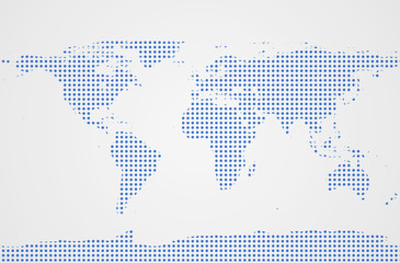 Fototapete - World Map with pixels. Dotted blank black world map isolated on white background. World map template for website, infographics, design. Abstract flat earth world map with dots illustration.  