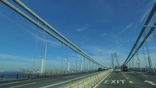 POV Driving Across Verrazano Narrows Bridge From Staten Island To Brooklyn