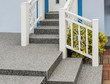 Moderne Außentreppe mit Beschichtung aus Steinteppich und Treppengeländer aus weiß lackiertem Aluminium - Modern outdoor staircase with stone carpet coating and white lacquered aluminium railing 
