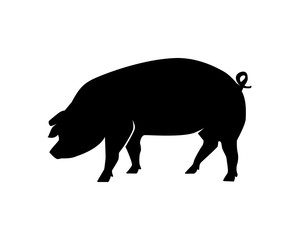 Black Animal Pig Illustration Logo Silhouette