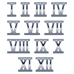 Wall Mural - roman numerals. metal numbers on white background. vector 3d illustration