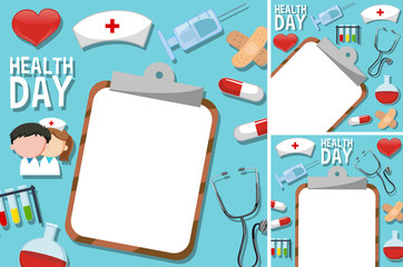 Wall Mural - Health day poster with medical elements