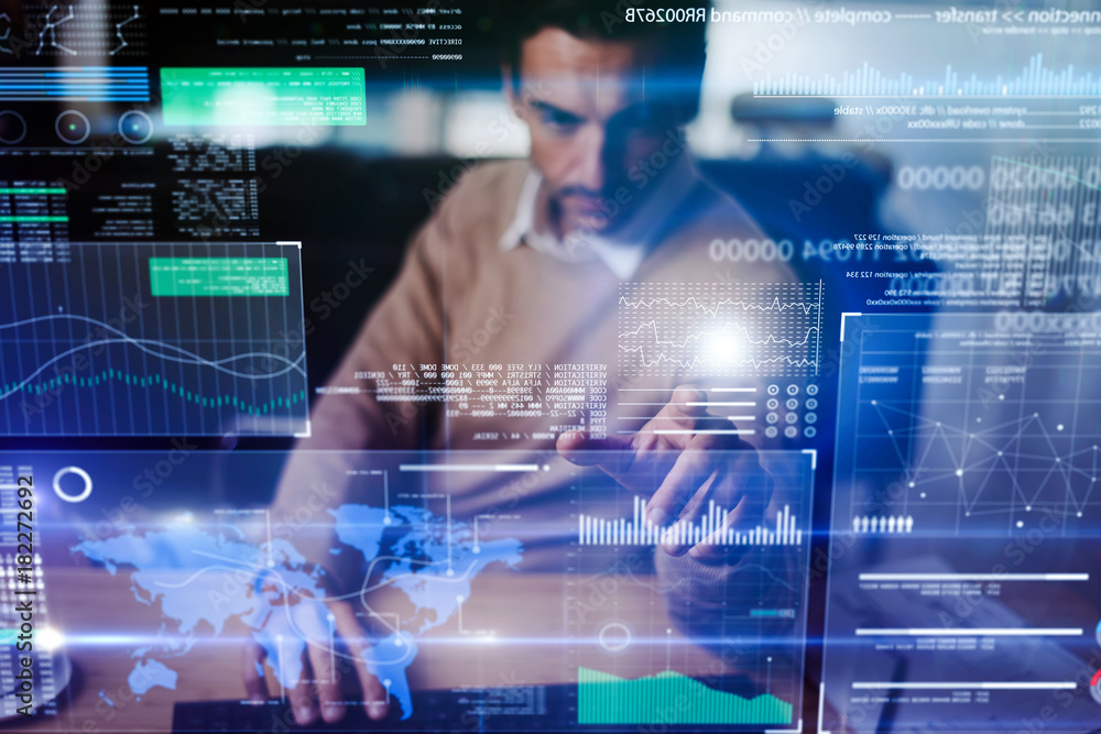 Man working with modern interface Stock Photo | Adobe Stock