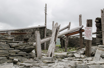 The remains of the old slate mine on the Old Man of Coniston mountain in the Englisg Lake District