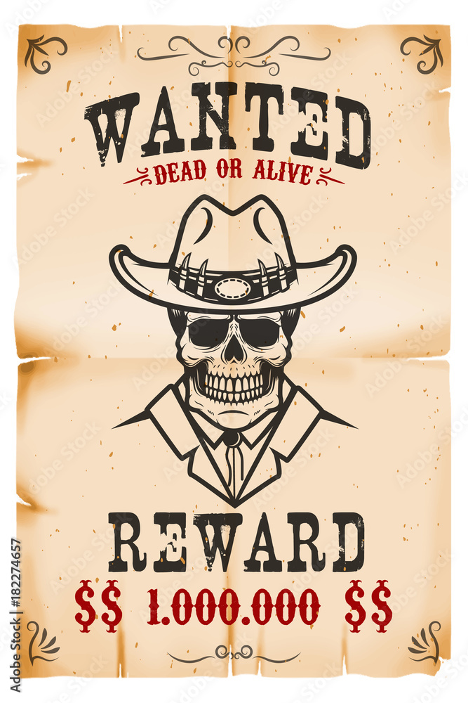 Vettoriale stock di Vintage wanted poster template with old paper ...